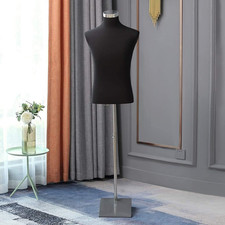 Manichino Da Sarto Busto Torso Da Uomini Base Quadrata in Metallo Gr. 46/48 Nero