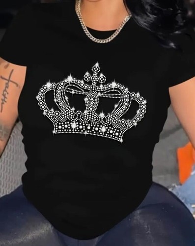 Shirt donna nera con strass - shirt,