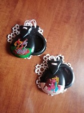 Coppia di vecchie nacchere spagnole in plastica dipinte a mano