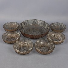 Servizio Da Dessert In Cristallo E Decorazioni Floreali In Argento Vintage 1950