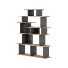 Libreria Design in Legno Rovere e Antracite per Salotto Ingresso Camera Ufficio