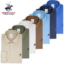 Camicia uomo manica lunga misto lino POLO CLUB BEVERLY HILLS S M L XL XXL 3XL