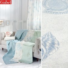 Telo arredo una piazza Gabel Art. SHELL var. PERLA azzurro cm 180x270 in puro co