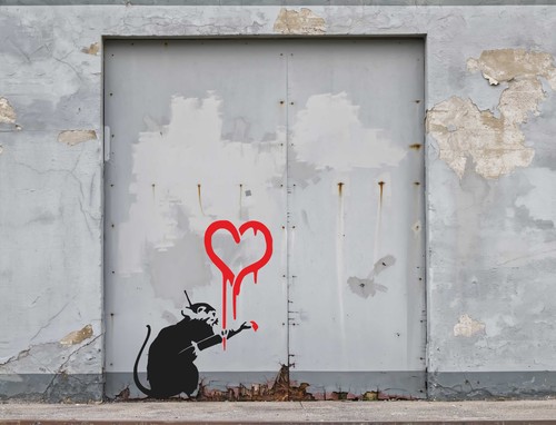 Stencil ratto cuore quadro - stencil,