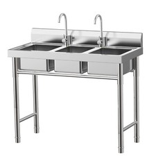 Lavello Ciotola Acciaio Inox Preparazione Ristorazione Tavolo Lavabo 3 Scomparti Cucina