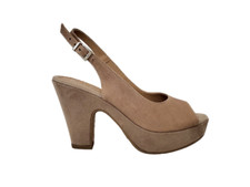 SCARPE SANDALI DONNA ELISA CONTE PELLE CAMOSCIO BEIGE TACCO PLATEAU NUMERO 36 37