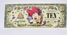 BANCONOTA DISNEY DOLLARS $ 10 DOLLARI MINNIE SERIE 2005 -RARO- FDS