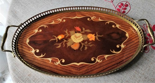 Vassoio legno intarsiato - vassoio, in