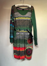 Desigual Robe Dress XXL Noir/Rouge Batik Mandala Green Cotton Viscose Jersey