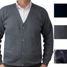 Cardigan Maglia Uomo Aperta Felpata Scollo V Bottoni Gilet Manica Lunga Maglione