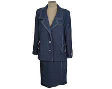 Vintage 80/90S Quintifoglio Roma Tailleur donna blu lana tg.48 vedi misure