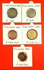 MONETE EURO FINLANDIA-n.5 da 2 €-1 €-0,50-0,10-0,05 cent -anno 2000-Legg.Descr.