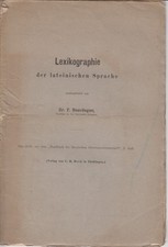 Lexikographie der lateinischen Sprache. [Aus: K. Brugmann, Griechische und latei