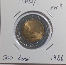 Italia 500 lire, 1986 - KM 111