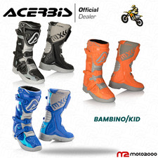 STIVALI MOTO X-TEAM JR BAMBINO KID JUNIOR ACERBIS CROSS ENDURO BLU ARANCIO NERI