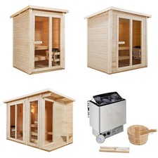 Outdoor Vetro Legno Sauna Giardino 3 Misure Set Completo Con Forno Accessori