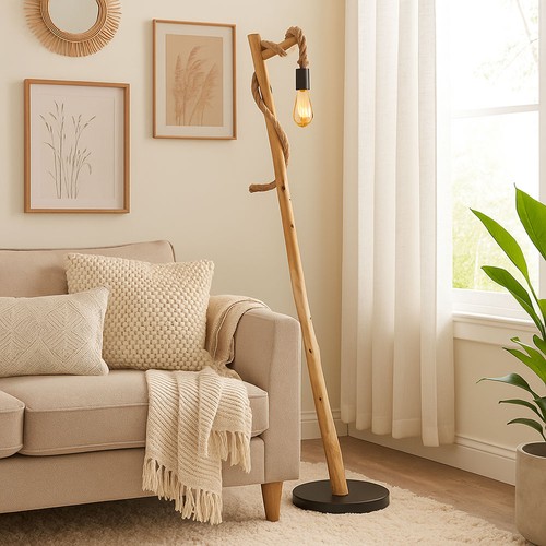 Piantana legno lampada - legno, da