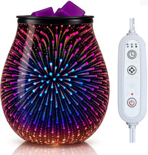 Scaldacera elettrico fuochi d'artificio in vetro 3D con piastra riscaldante PTC 7 colori LED