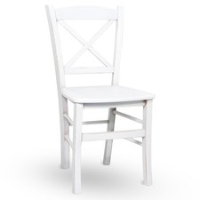 Sedia da pranzo Venezia croce in legno bianco anticato con finitura ciliegio