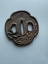 Japanese Tsuba Iron Wave and