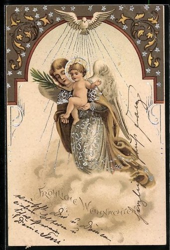 Litografia angelo natale - angelo, di