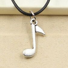 Collana nera con NOTA MUSICALE Argento ciondolo musica in corda da Uomo e Donna