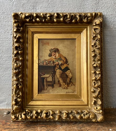 Quadro olio con - , cornice