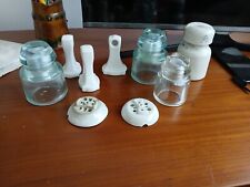 Lotto isolatori elettrici 7 ceramica vetro più 2  prese ceramica