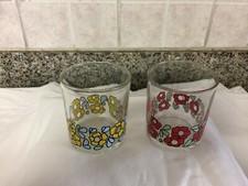  BICCHIERI da collezione NUTELLA FIORI GIALLI - ROSSI  rari anni 80 