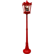 Lampione natalizio luminoso rosso Babbo Natale neve suoni 180 cm 474804 - Rotex