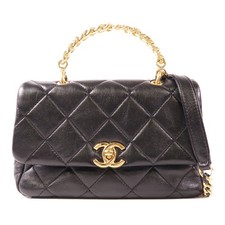 Borsa a tracolla CHANEL CC GHW catena 2 vie borsa a tracolla AS5105 pelle di vitello nera