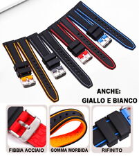 CINTURINO OROLOGIO SILICONE 20mm 22mm 24mm 26mm NERO GOMMA BLU ROSSO GIALLO