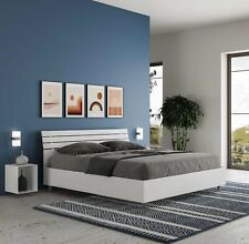 Letto legno ANKEL 160x190 con o senza contenitore bianco frassino curvo