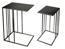 SET 2 TAVOLINI METALLO DIVANO SALOTTO GIARDINO TAVOLO MODERNO CLASSICO H55/48 cm