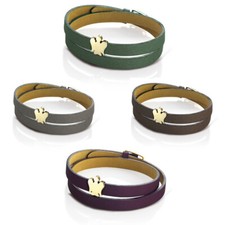 ROBERTO GIANNOTTI Bracciale Vera Pelle Multigiro Angeli NKT187 Oro 9kt 375