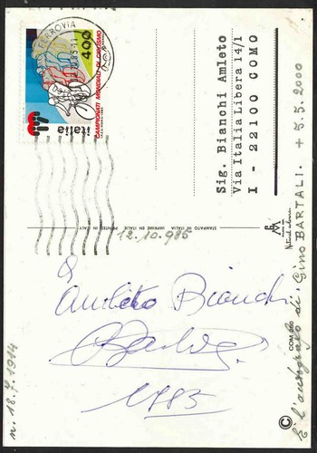 Cartolina autografa gino - autografa, di