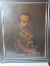 Grande Antico Ritratto Umberto I Savoia Cromolitografia Ufficiale XIX Secolo