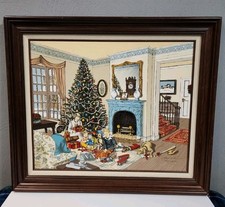 Vintage H. Hargrove edizione limitata 20X24 Natale Insieme 1986 752/1000 incorniciato
