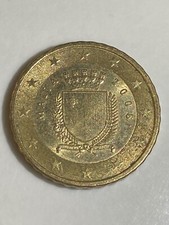 moneta rara 10 centesimi Malta 2008 con F nella stella 