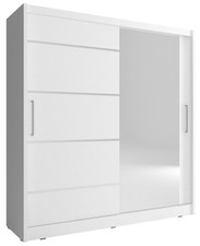 ARMADIO CON SPECCHIO PER CAMERE DA LETTO SERIE MAJA 180x62x200h BIANCO OPACO