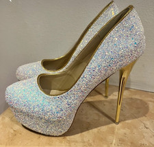 Decolté donna tacco slim 16cm piattaforma doppia 4cm punta rotonda Taglia 43