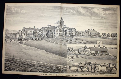 1876 incisione york county - incisione,