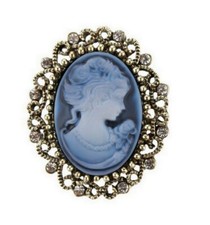 Spilla gioiello cammeo blu