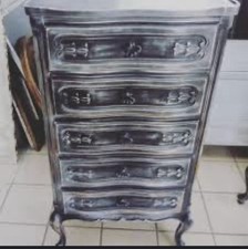 Comodino Cassettiera Stile Barocco Shabby Chic Argentato 4 Cassetti