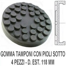 Set 4 TAMPONI GOMMA con PIOLI D 118 mm per  PONTE SOLLEVATORE 2 COLONNE diametro