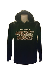 WALT DISNEY'S MICKEY MOUSE FELPA CON CAPPUCCIO NERO UOMO UNISEX SCRITTA TAGLIA M