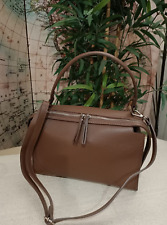 Borsa bauletto rettangolare marrone vera pelle c/sciarpa Italy bag