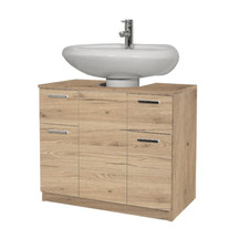 Mobile copricolonna sottolavabo 2 ante 2 cassetti rovere