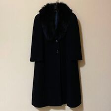 Cappotto Lana Cashmere Collo Pelliccia Nero 54 Made in Italy Classico Elegante