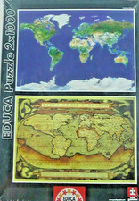 Puzzle Educa 2x1000 Pezzi Il Mondo Mundo 68x48cm Mappa Educativa Jumbo Puzzle